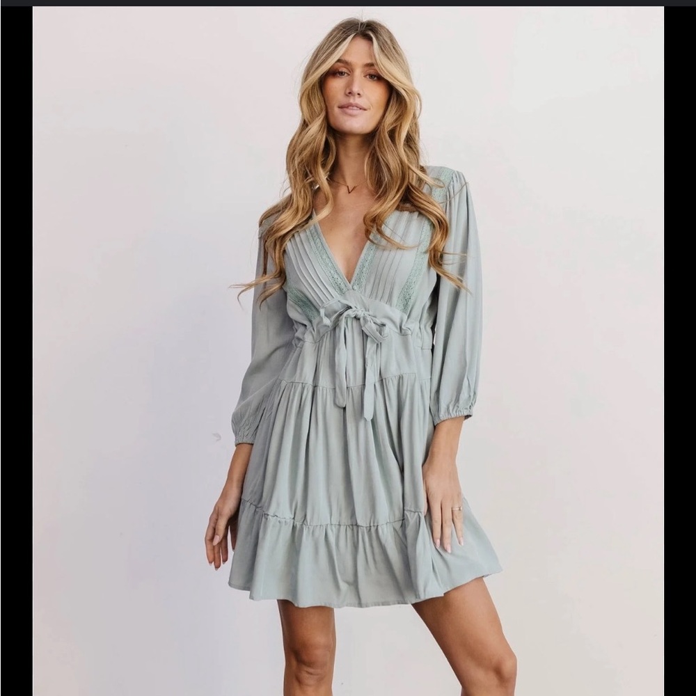 Baltic Born Sage Green Amelia Boho Mini Dress NWT